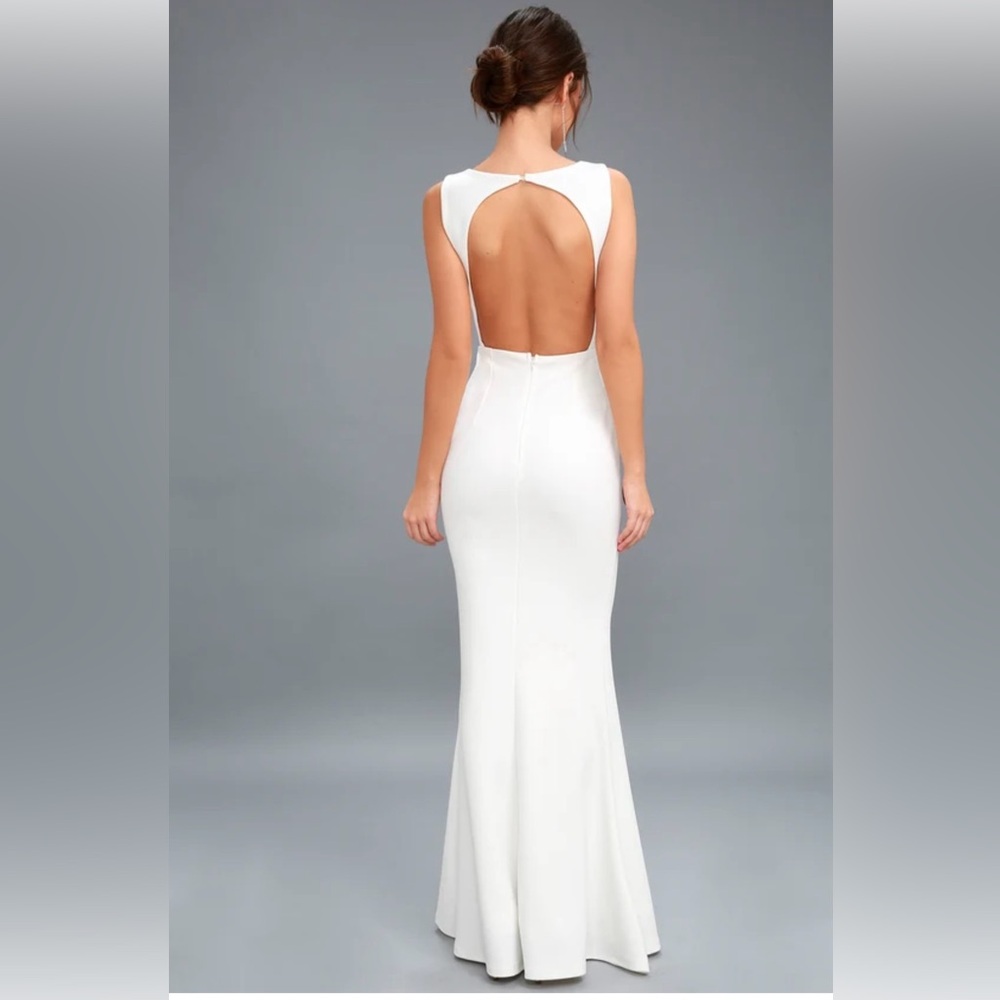 Lulus Mine White Backless Maxi Dress Mermaid Long Bodycon Stretchy |Med